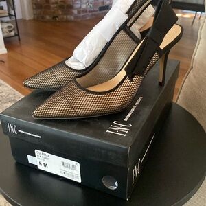 INC sling back pumps, black, size 8